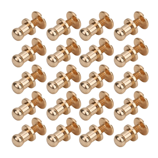 20 set skruvspik nitar koppar runt huvud stift fläck skruvback för armband väska kläder skor bälte dekoration guld