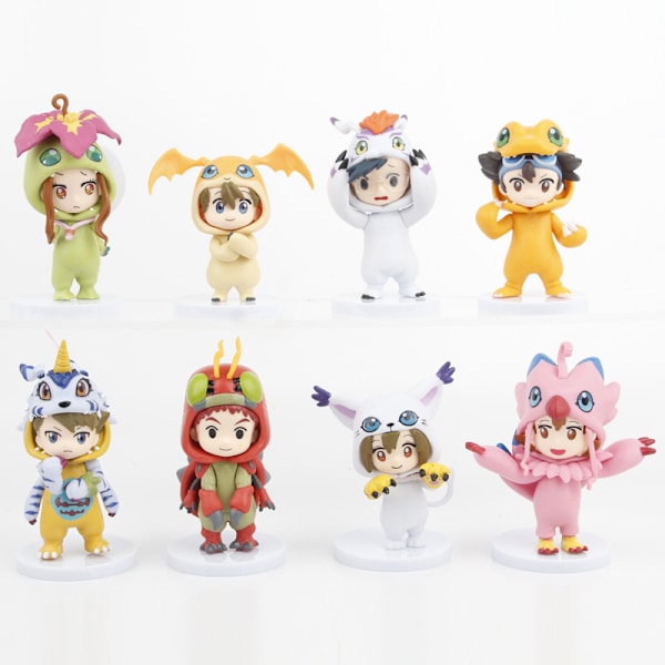 8 st Digital Monster Adventure Agumon Gabumon Mini Figurer Set Digimon Leksaker, Söta Cartoon Minifigurer Dockor, Överraskning Jul Födelsedagspresent till Barn