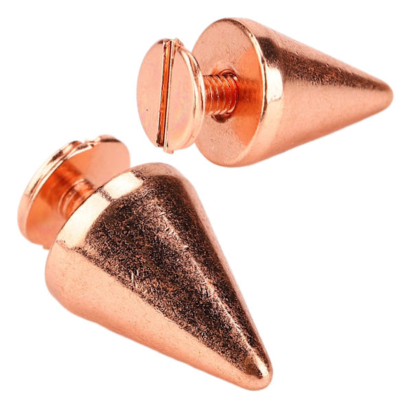 100 set Punk Cone Spikes Nitar Electropläterad Ros Guld Punk Cone Spikad Skruvnit Punk Stil Dekoration 9.5x15mm