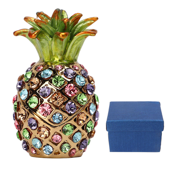 Ananas Trinket Box Mini Storlek Rhinestone Legering Livfulla Färger Bred Applikation Bejeweled Box för Smycken Toalettbord