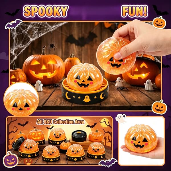 Halloween Jack-O-Lantern Maltos Squishy Klämleksak Stresslindrande Gåvor Jack Pumpkin