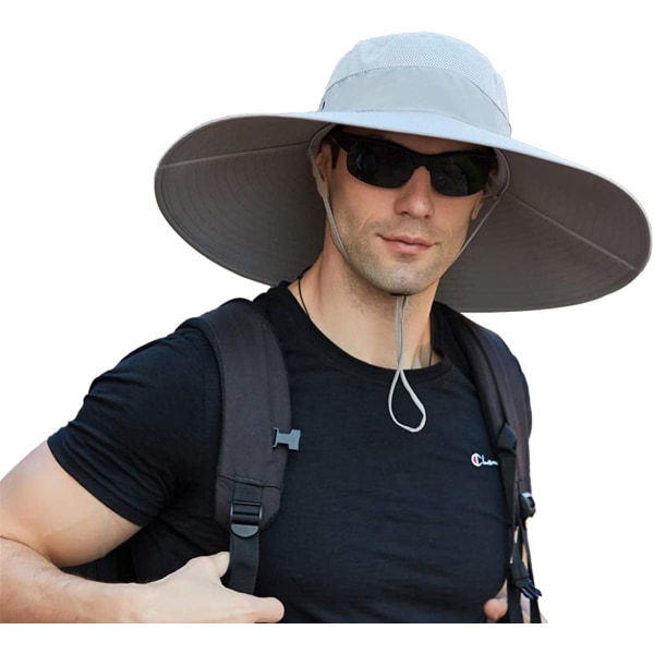 Extra bred brättad bucket-hatt Vattentät solhatt för fiske, h A