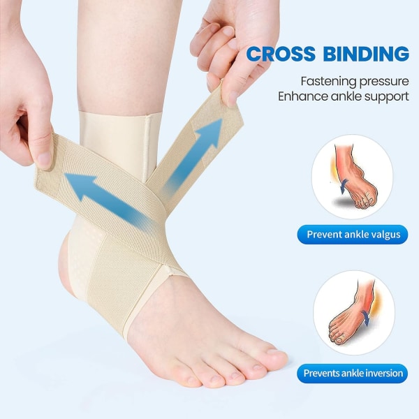 Ankelstøtte, Justerbar Åndbar Kompressionsankelstøtte, til Mænd og Kvinder med Forstuvede Ankler, Ankelbandage Stabiliserende Ligamenter, Plantar Fascii Complexion Large