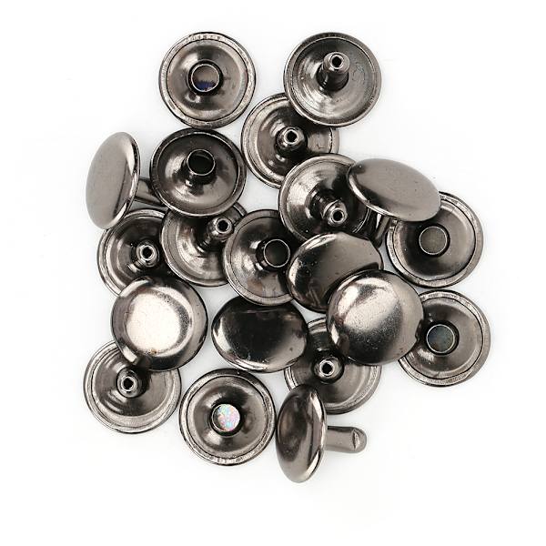 200 sæt dobbelt hætte nitte runde nitter jern jeans knap læder sko tasker tøj 12x10mm sort