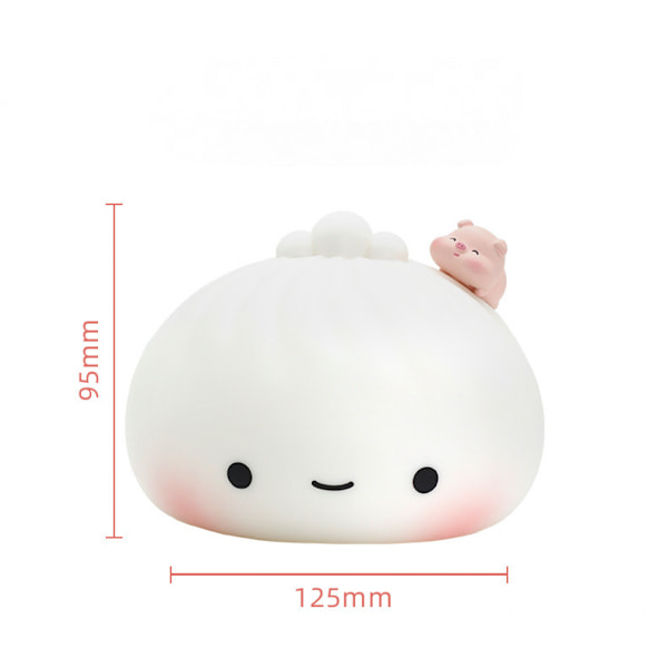 Søt Dumpling Lampe USB Oppladbar Silikon Squishy Lys