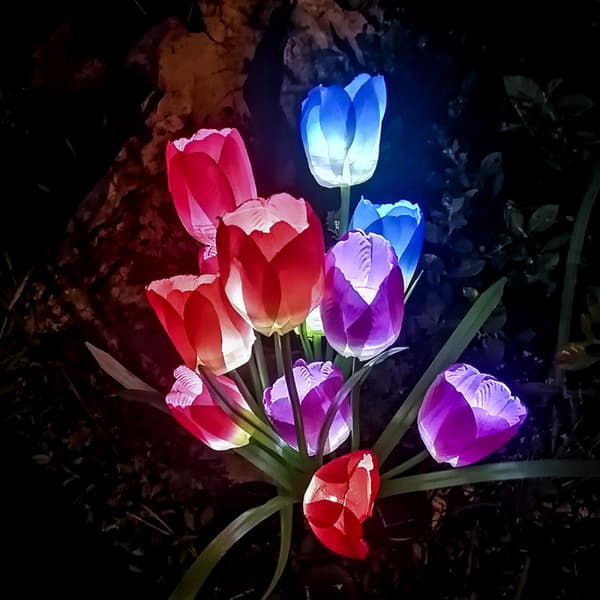 4-pakke solcelleblomsterlys, havestik, udendørs stibelysning