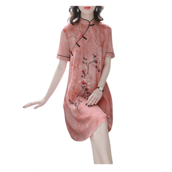 Midiklänning (rosa XL lämplig för kvinnor som väger 85-115 gram)