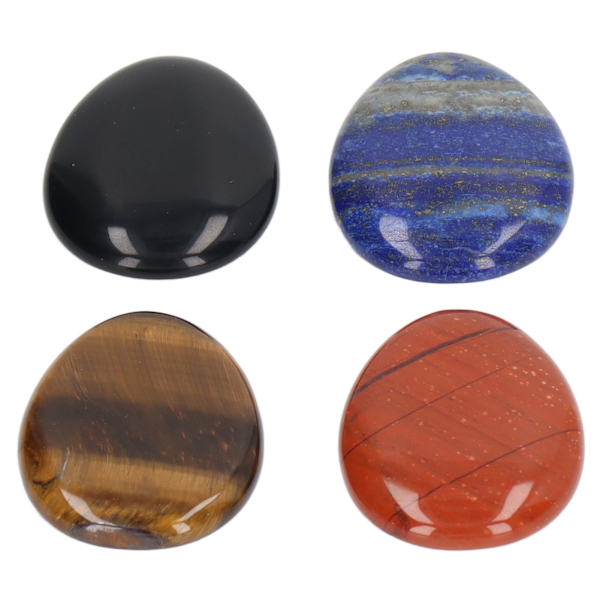 4 stk. Tommelfinger bekymringsten til stressaflastning, meditation, lille bærbar oval cabochon sten til hjemmet, kontoret og udendørs