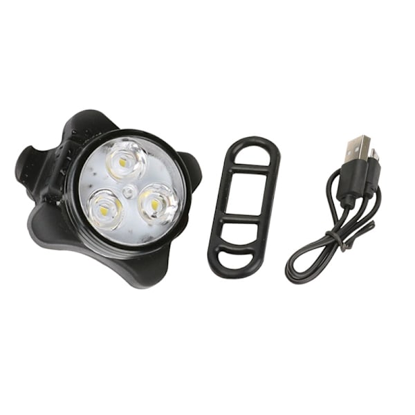 USB genopladelig cykel superlys forlygte og bag LED cykellys - sort kant (hvidt lys) (et sæt)