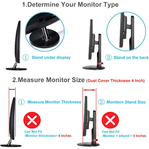 Silky Smooth Nonwoven Monitor Dust Cover for 27” 28” 29\" LED LCD Screens Flat Panel HD Display (Size: 28W x 18H x 4D) -Musta
