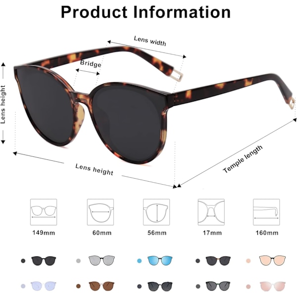 Ylisuuret pyöreät aurinkolasit naisille ja miehille Amber Tortoise Grey