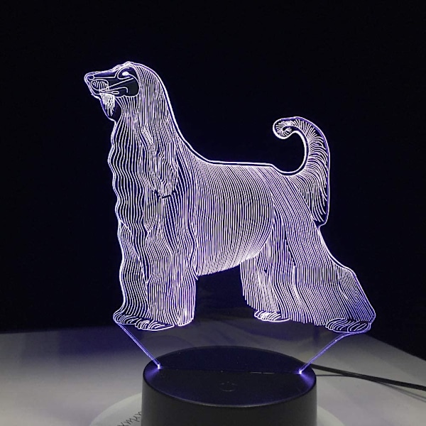 Afghan Hound Vackraste Hund 3D LED-lampa 7 Färger USB Tou
