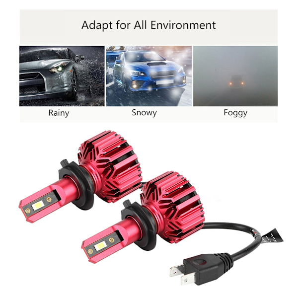 2 st 10000LM 60W Super Ljusa LED Bilstrålkastare Konverteringskit Strålkastare Glödlampor för H7