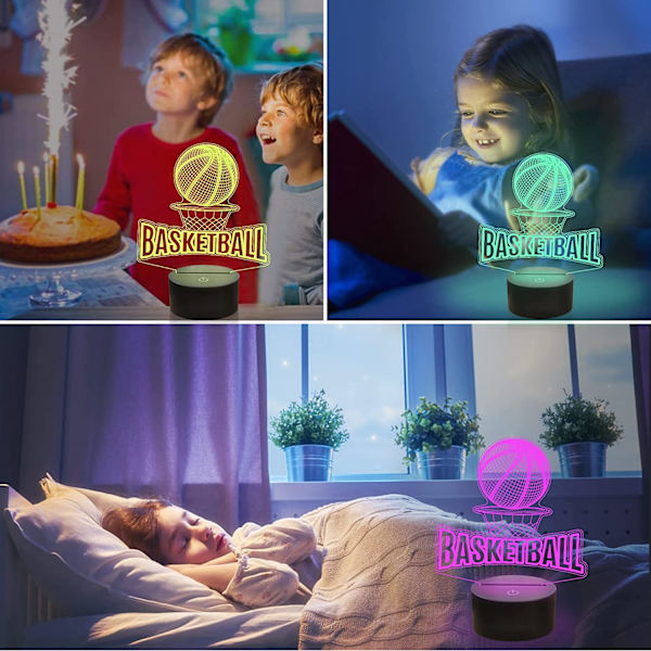 Basketball 3D Illusion Lampe, Attivolife Fjernbetjening med 16 Farveskift