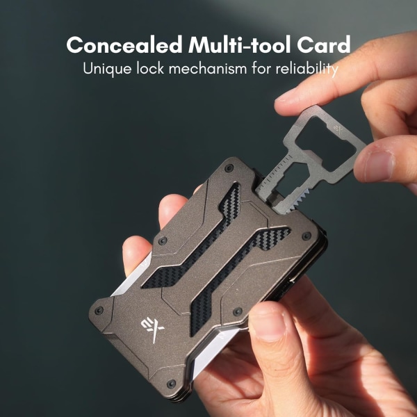 Plånbok för män, smal taktisk plånbok med pengaclip och kreditkortshållare, minimalistisk plånbok för män, RFID-blockerande plånbok, rymmer 15 kort Versatilevault - Gunsmoke