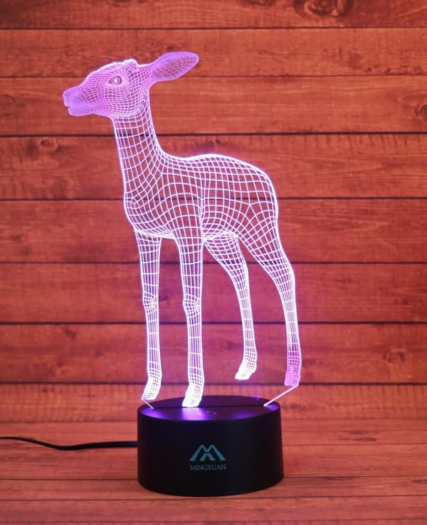 3D Dyr Hjort Natlampe 7 Farve LED Touch Bordlampe