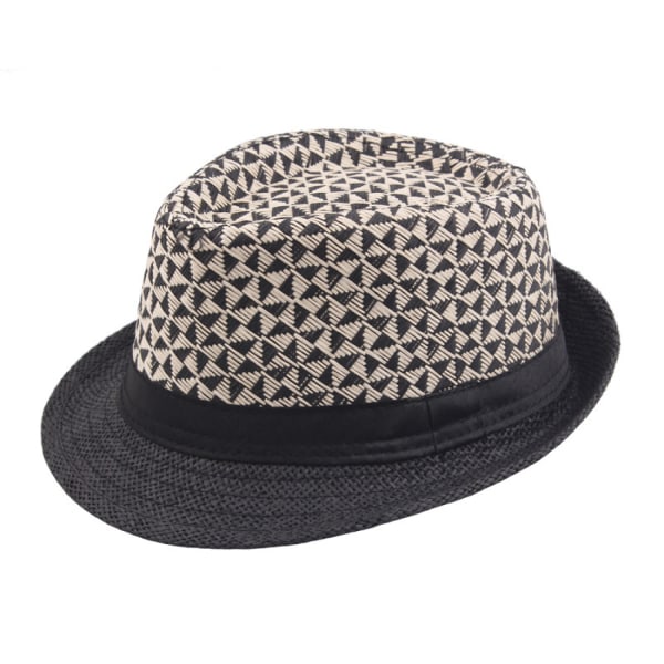 Sommarhatt i halm med kort brätte, Panama solhatt Trilby Bea Black