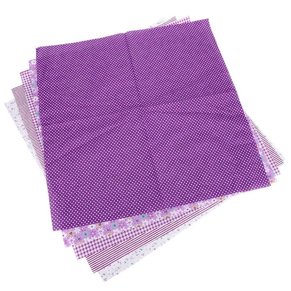 5 st fyrkantiga blommiga lappar i bomull med olika blommönster, tillbehör till kläder för gör-det-själv-hantverk, lila, 5 färger, 50 x 50 cm