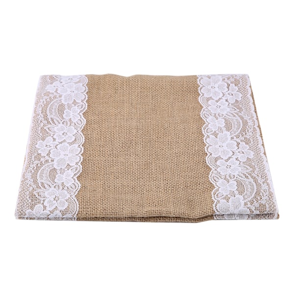 Naturlig Burlap Gunny Lace Hessian Jute Dug til Hjemmebryllupsdekoration