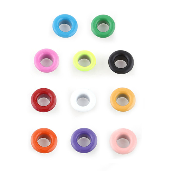 100 set 5mm metalliska scrapbooking-öljetter spänne läderhantverk klädtillbehör (blandad färg)