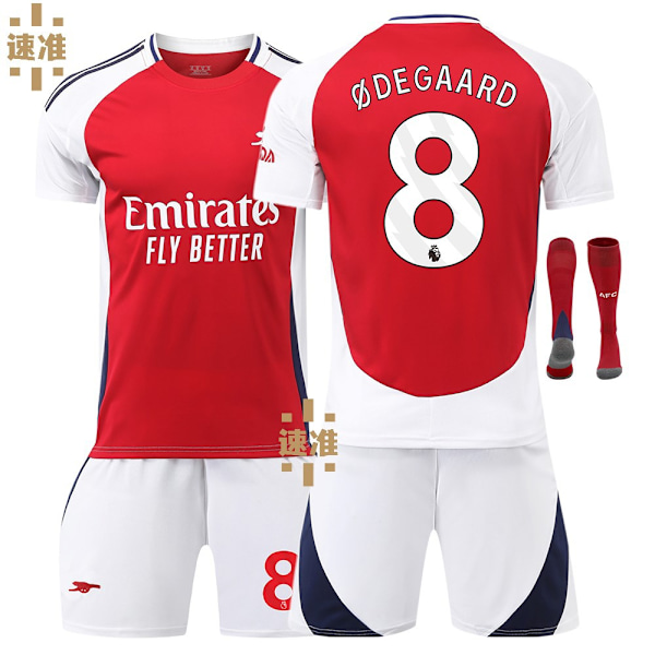 Fotbollströja Set, Arsenal NO.8 Ødegaard Fotbollströja för Pojkar Flickor, Andningsbar Snabbtorkande Fotbollskostym 16