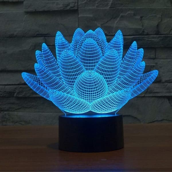 3D LED Blomstrende Lotus Optisk Illusion Sensor Natlys med Smart Berøring