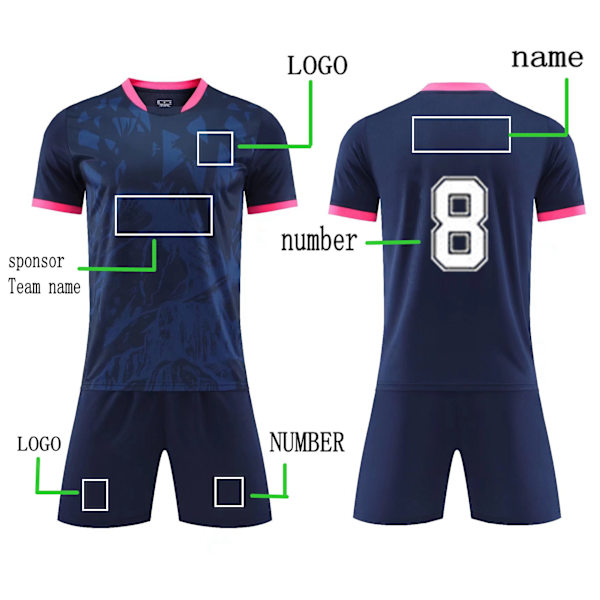 Barnfotbollströjor Herr Pojkar Fotbollskläder Set Kortärmad Barnfotbollsuniformer Vuxna Barn Träning  Träningsdräkt Jersey Black XS