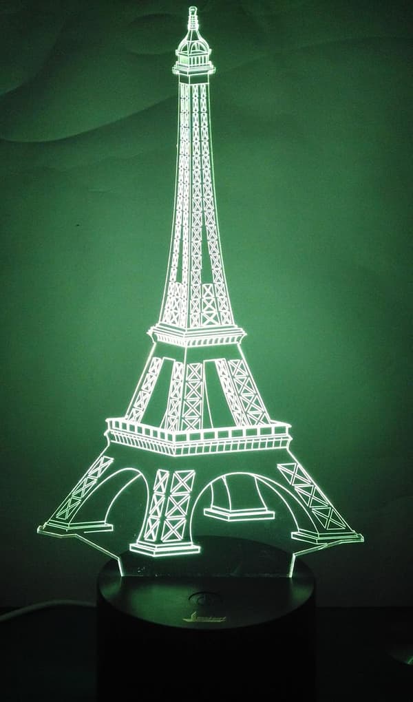 Eiffel 3D Natlampe LED Illusionslampe Sengeskrivebord Bord La