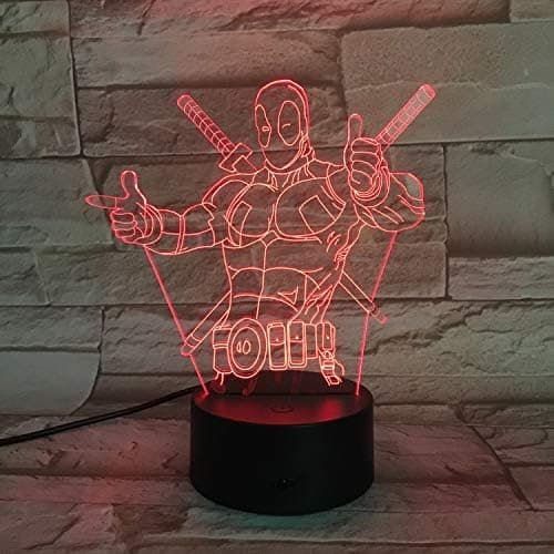 3D Bordlampe Akryl Deadpool Natlampe 7 Farver Misfarvning