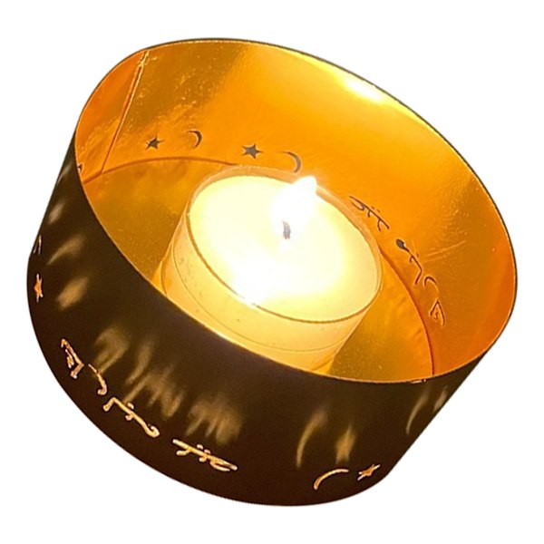 Tealight-ljusstake i metall med elektropläterad ihålig dekorativ liten ljusstake för meditationshelgdekoration Typ 4