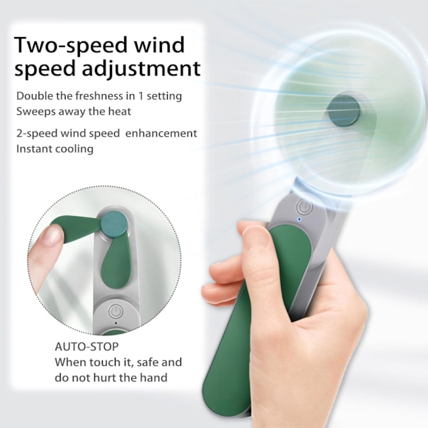Bærbar Håndholdt Ventilator, Mini Genopladelig Håndventilator [9-15 Timers Arbejdstid], Bærbar USB Lille Lommeventilator, Personlig Ventilator, Gaver til Kvinder/G