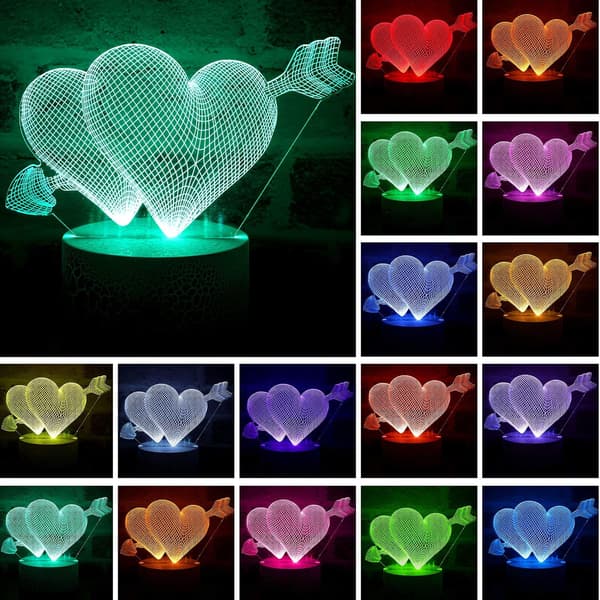 3D Kærlighed Amor Lampe, Romantisk Kærligheds Illusion Lys 16 Farver C