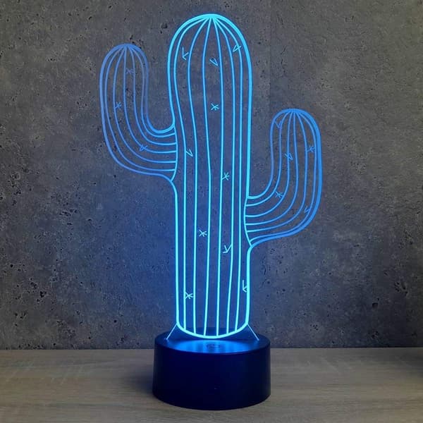 3D Kaktus Blomst Natlampe Illusion LED 7 Farveskift