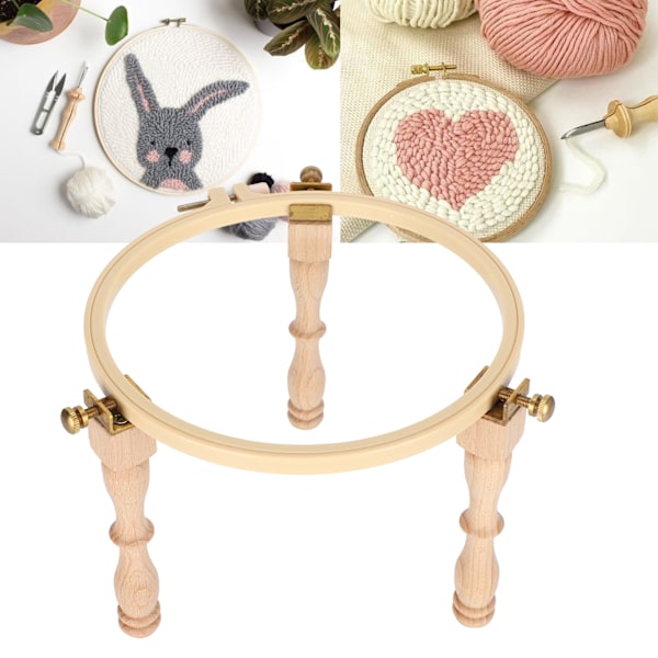 Broderiramme Rund Trebærbar Skrivebord Solid Tre DIY Korssting Tilbehør