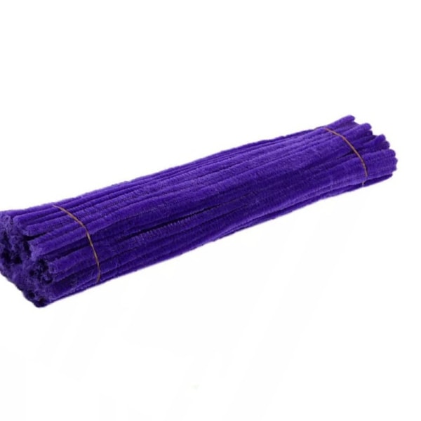 100 stk rørrensere fleksible bøyelige ren farge polyester chenille stilker DIY barnas tidlige utdanning håndlagde leker Violet Blue