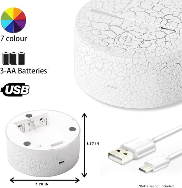 coin 3D LED Natlampe Bitcoin Crypto Måne Revnet Base 7