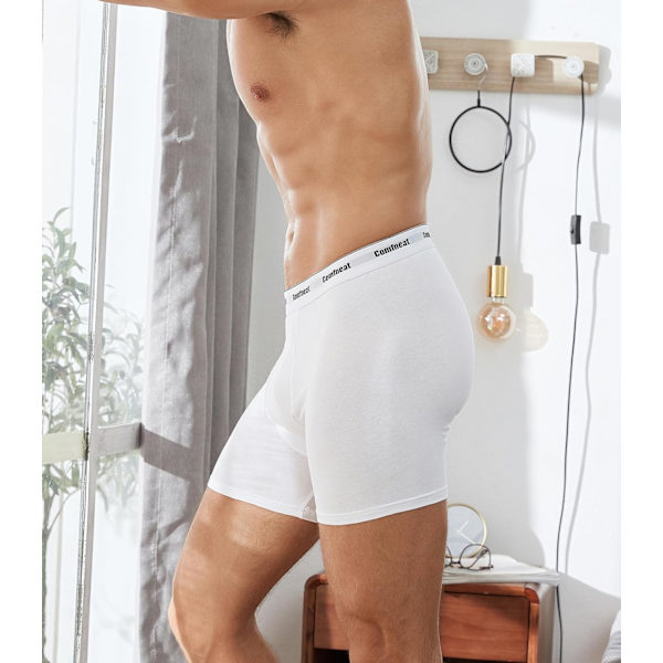 Mjukt andningsbart 6-pack boxershorts för män, S-XXL, öppen gylf All White Pack-6 Small