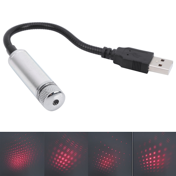 Innvendig Tak Stjernehimmel Lys Justerbar USB Romantisk Stemnings Projektor Dekorativ Lampe for Bil Sølvhvit