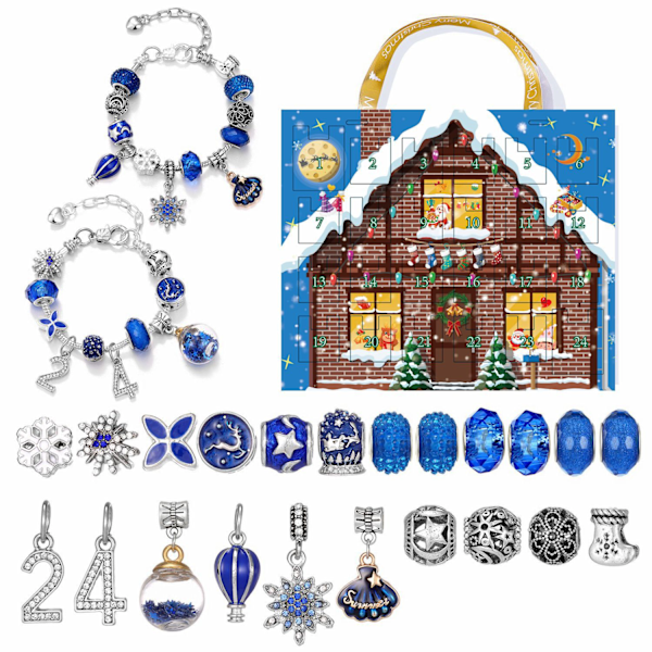 Julekalender armbånd til piger 24 dage jule nedtælling kalender DIY smykker fremstillingssæt gave til børn teenagere kvinder Type A