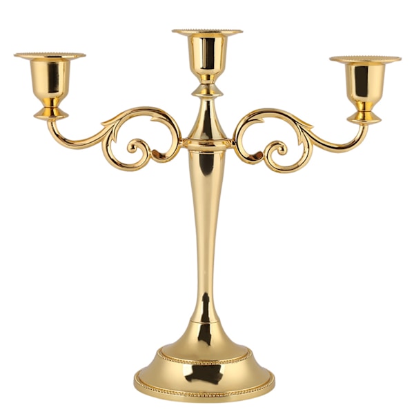 3-armad metalljusstake europeisk stil kandelaber bröllopsljusstake heminredning Gold