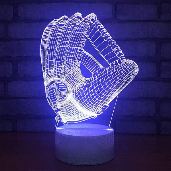 Baseballhansker 3D Visuell Optisk Illusjon Nattlys Akryl