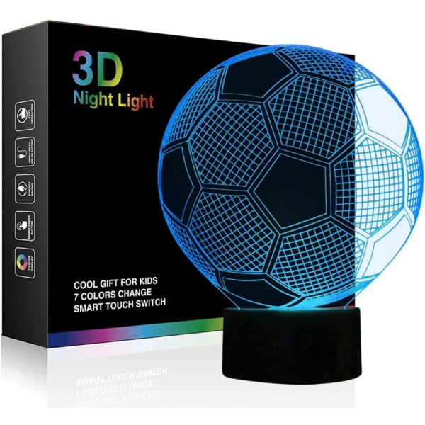 Nattlampa för fotboll för pojkar, fotboll 3D Illusionslampor för