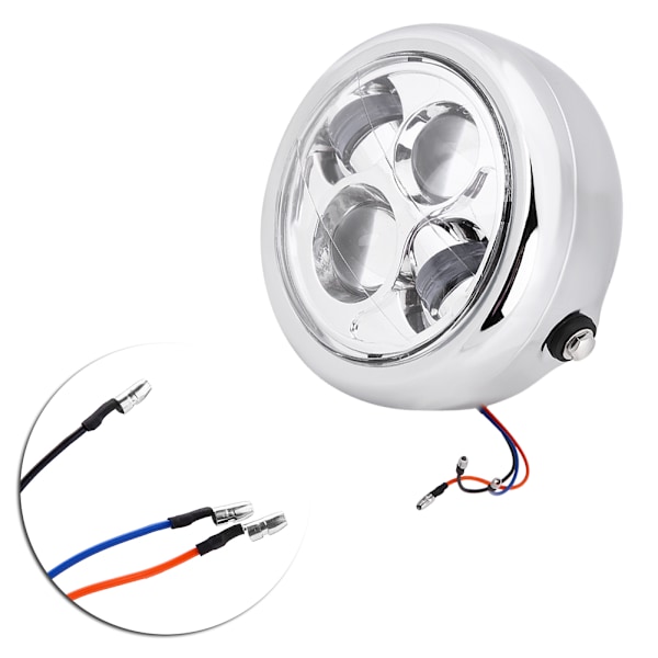 6,5 tuuman moottoripyörän 12V LED-lamppu etuvaloon, universaali, hopea