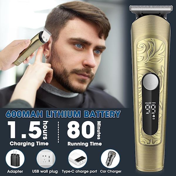 Skäggtrimmer för män - Professionell hårklippare, Vattentät hårtrimmer, Elektrisk rakapparat, 6 i 1 Multifunktionell grooming kit för mustasch