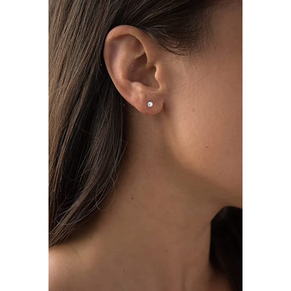 S925 Silver Nål Inlagd Blue Diamond Stud Earrin