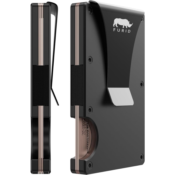 Plånbok för män, smal metallplånbok med pengaclip, minimalistisk plånbok för män, kreditkortshållare plånböcker för män present Black