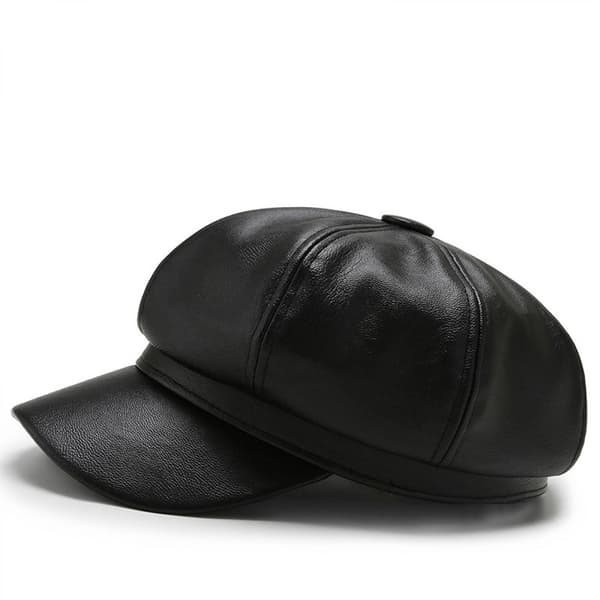 8-panel Newsboy-kasketter til kvinder, PU-læder Cabbie Painter H