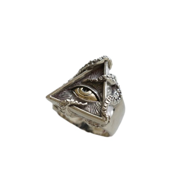 Øyering for menn Illuminati Eye of Providence Fingerringer Pyramid Triangle Solid Old Style Amulet Retro Ancient Symbol