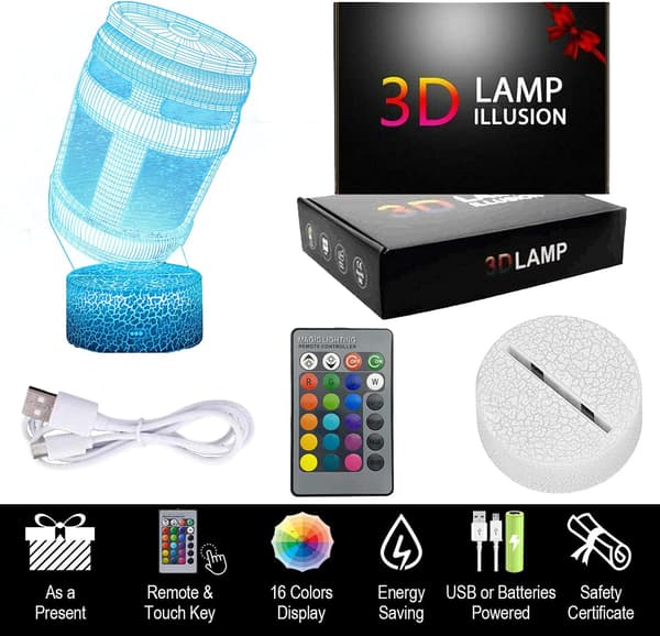 Energy Box Natlampe Bordlamper 3D Vision Effekt LED Nat