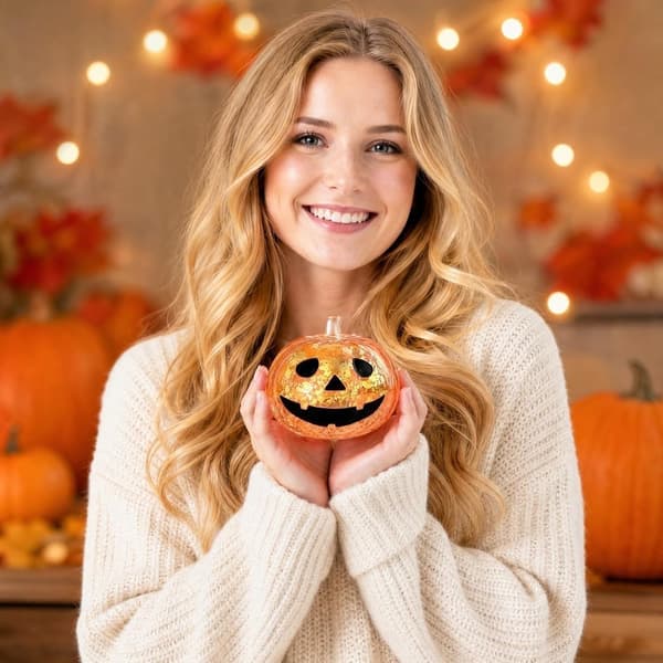 Orange Transparent Glitter Græskar Squishy, Langsom Rebound Sensorisk Stresslegetøj til Halloweenfest orange